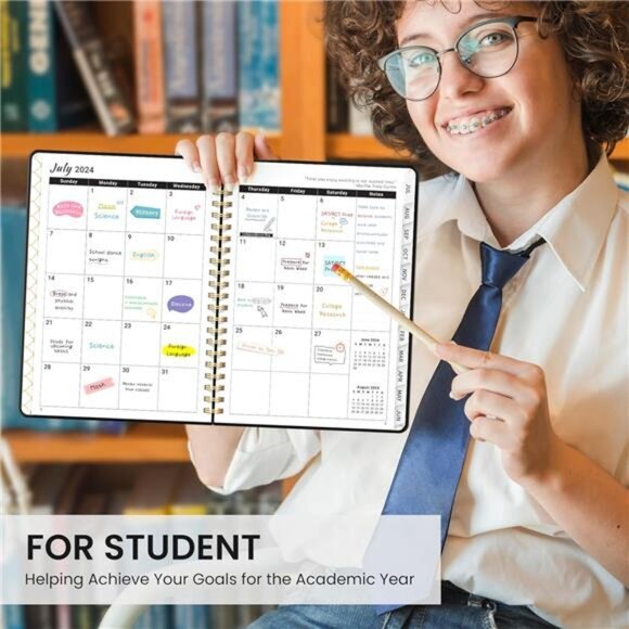 Academic Planner 2024-2025: A5 Monthly & Weekly‎ Calendar with Tabs, Black - Picture 6 of 8